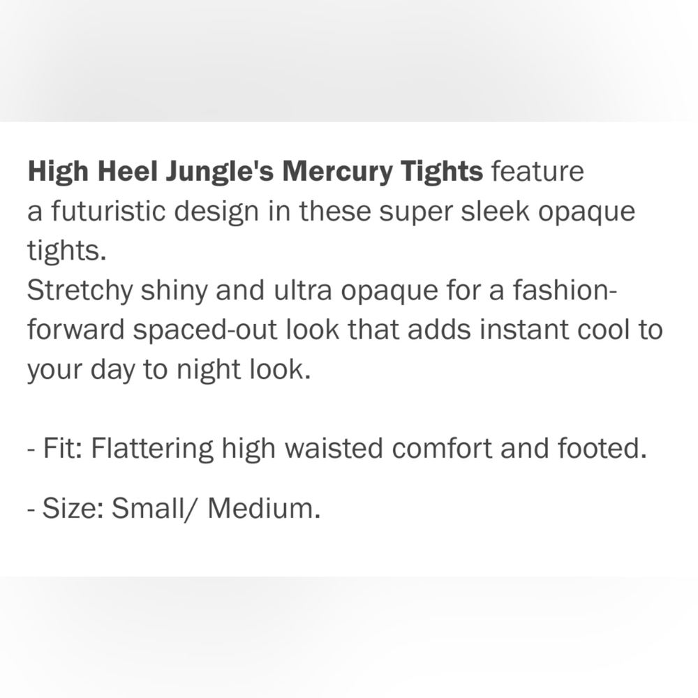 High Heel Jungle Free People Mercury Tights in Silver, Size S/M - Picture 5 of 6
